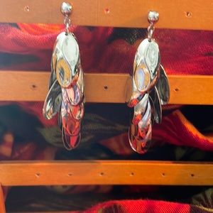 Cascading pewter drop earrings. 2 1/2 inches long